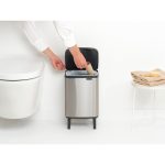 سطل زباله بو تاچ بین بلند 7 لیتر استیل مات برابانتیا