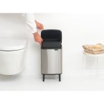 سطل زباله بو تاچ بین بلند 7 لیتر استیل مات برابانتیا